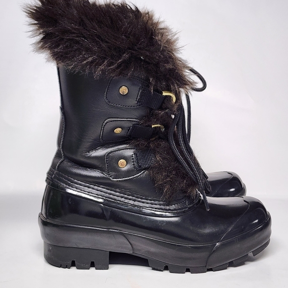 Hunter Cathie leather/rubber fur lined boots sz 6 - Picture 6 of 9